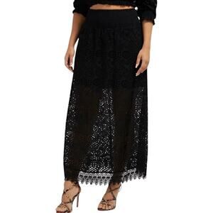 New Women’s Guess Sangallo Rafa Eyelet Maxi Skirt Size S